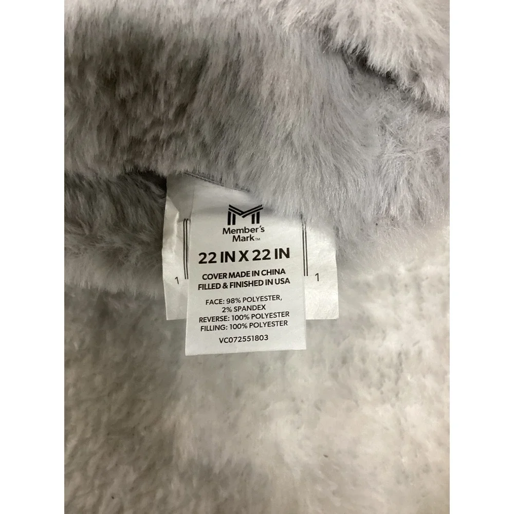 Member's Mark Faux Fur Decorative Pillows 2 Pack‎ Gray Ruched 22x22 Oversized